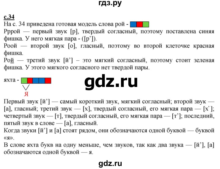 ГДЗ по русскому языку 1 класс Журова букварь  часть 1. страница - 34, Решебник №1