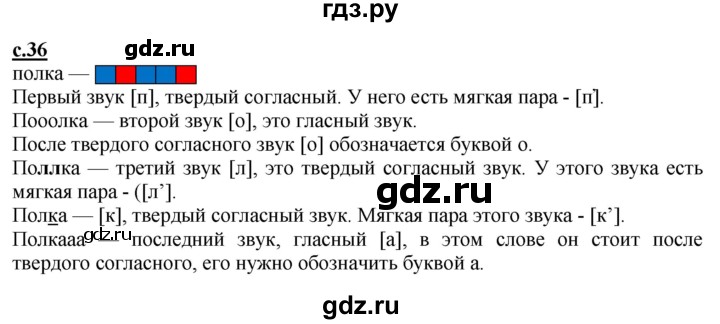 ГДЗ по русскому языку 1 класс Журова букварь  часть 1. страница - 36, Решебник №1