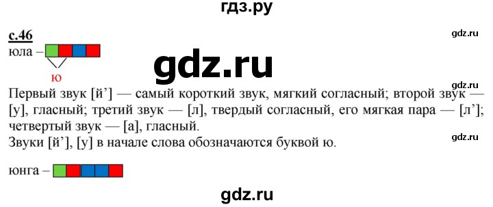 ГДЗ по русскому языку 1 класс Журова букварь  часть 1. страница - 46, Решебник №1