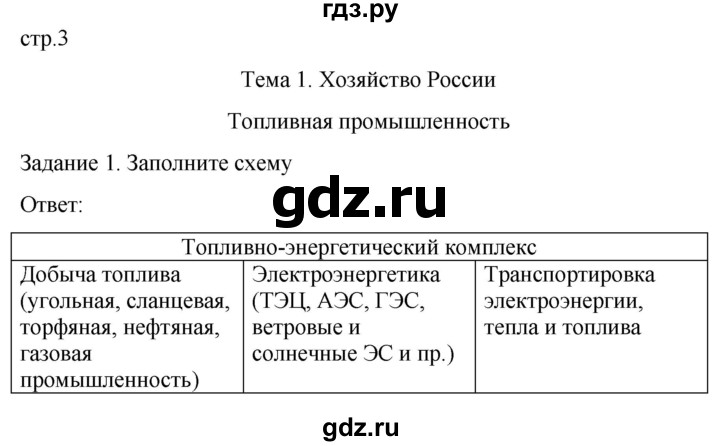 ГДЗ по географии 9 класс Баринова рабочая тетрадь  страница - 3, Решебник