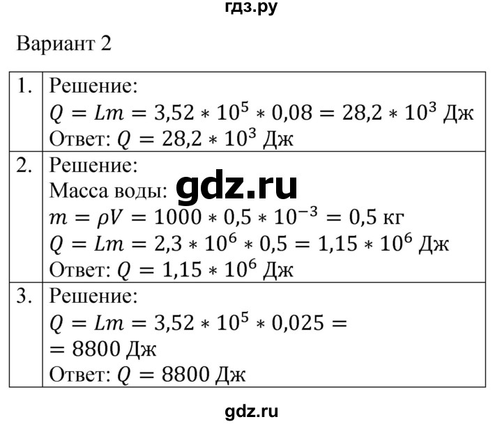 ГДЗ по физике 8 класс Громцева контрольные и самостоятельные работы  самостоятельные работы / СР-17 - Вариант 2, Решебник
