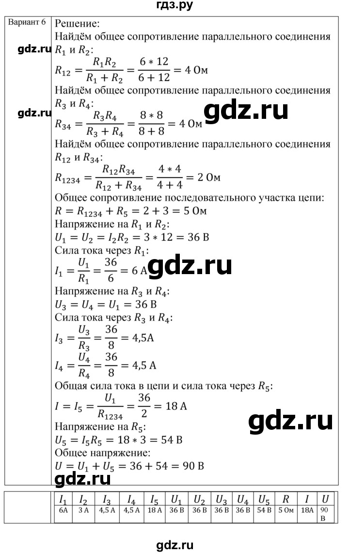 ГДЗ по физике 8 класс Громцева контрольные и самостоятельные работы  самостоятельные работы / СР-36 - Вариант 6, Решебник
