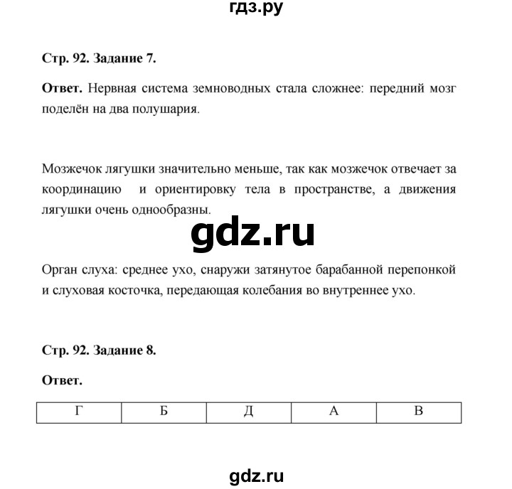 ГДЗ по биологии 7 класс  Чередниченко рабочая тетрадь (Сивоглазов)  параграф 23 (страница) - 92, Решебник