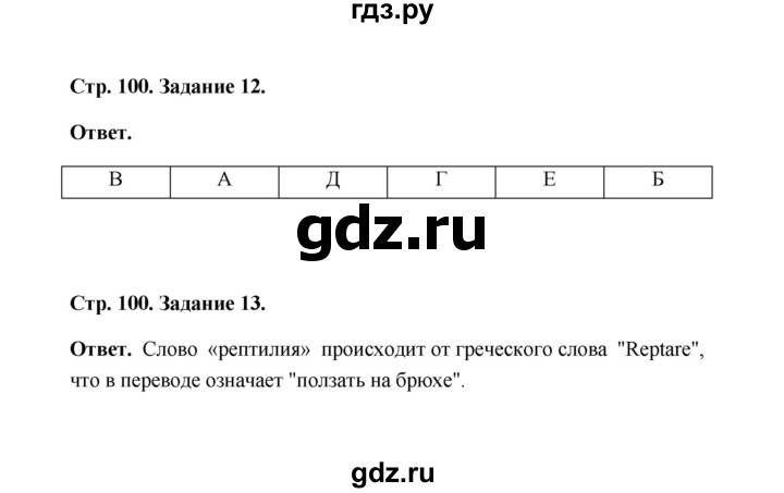 ГДЗ по биологии 7 класс  Чередниченко рабочая тетрадь  параграф 24 (страница) - 100, Решебник