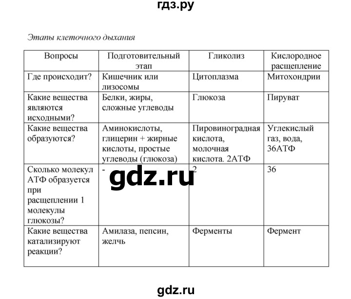 Ответы на вопросы по биологии 9 класс