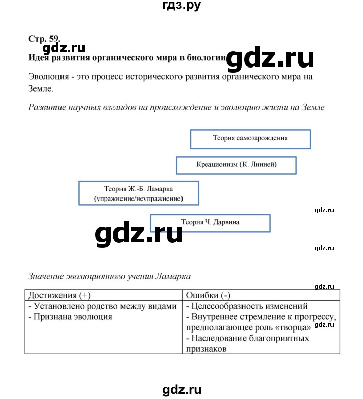 ГДЗ по биологии 9 класс  Бодрова рабочая тетрадь Основы общей биологии  страница - 59, Решебник