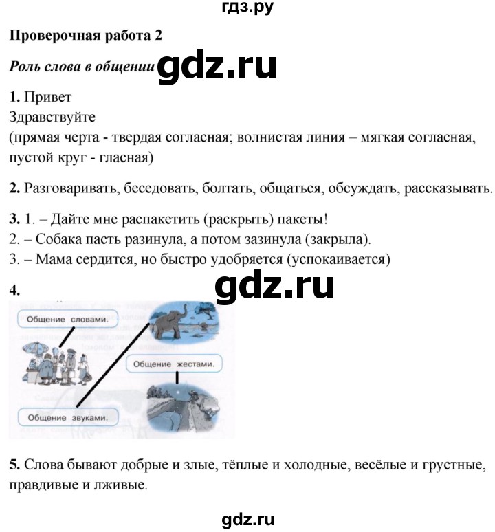 ГДЗ по русскому языку 1 класс Михайлова проверочные работы (Климанова)  проверочная работа - 2, Решебник №1