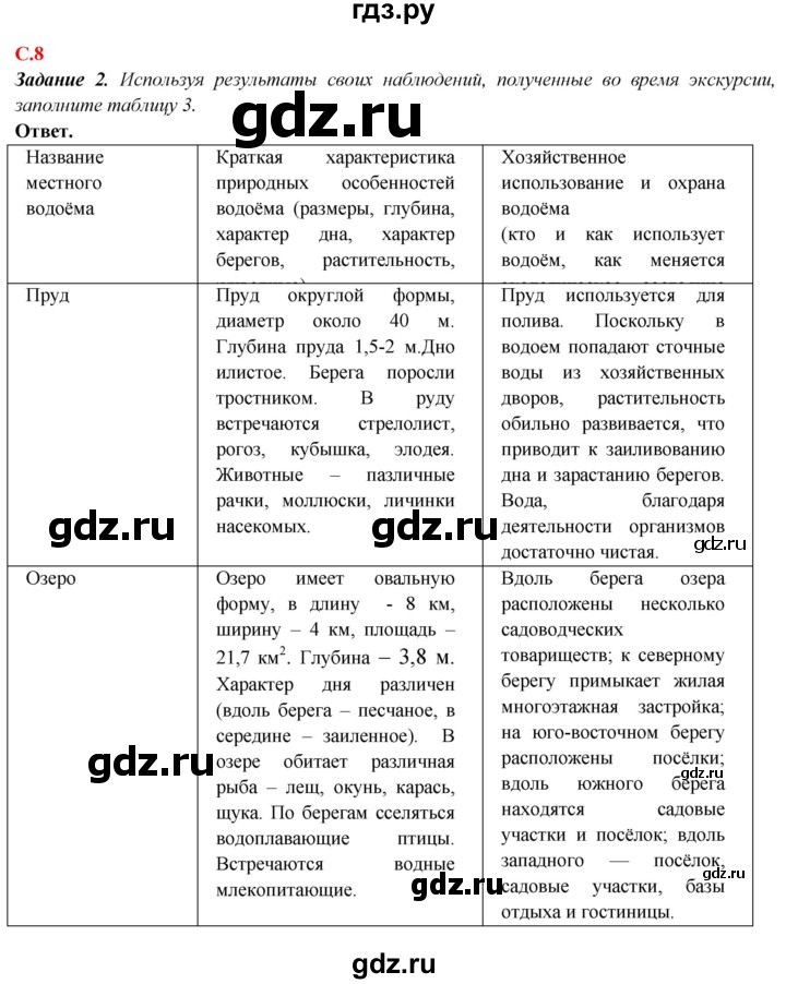 ГДЗ по географии 5‐6 класс Сиротин рабочая тетрадь с контурными картами  страница - 8, Решебник