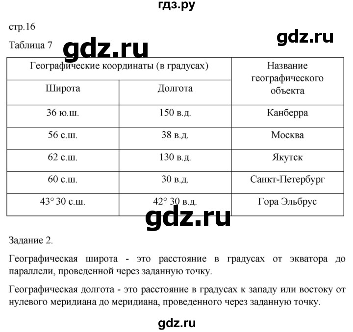ГДЗ по географии 5‐6 класс Сиротин рабочая тетрадь с контурными картами  страница - 16, Решебник 2025