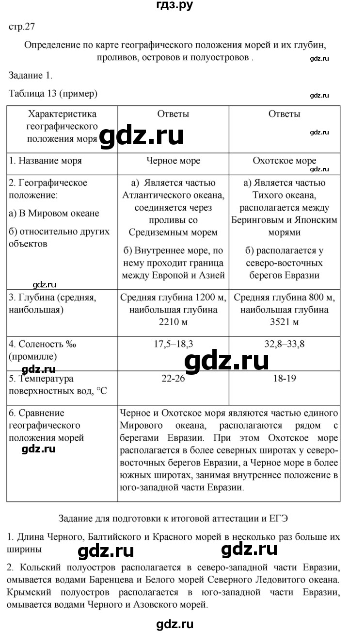 ГДЗ по географии 5‐6 класс Сиротин рабочая тетрадь с контурными картами  страница - 27, Решебник 2025