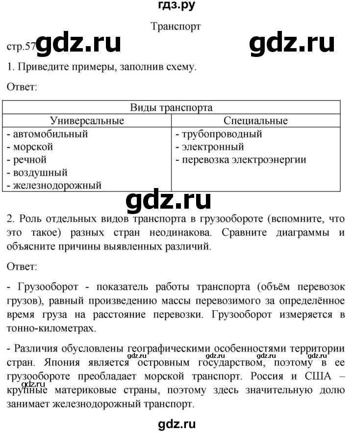 ГДЗ по географии 9 класс Дронов рабочая тетрадь География России  страница - 57, Решебник