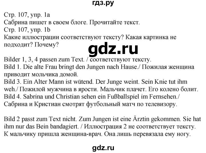 ГДЗ по немецкому языку 9 класс Захарова Wunderkinder Plus Углубленный уровень страница - 107, Решебник