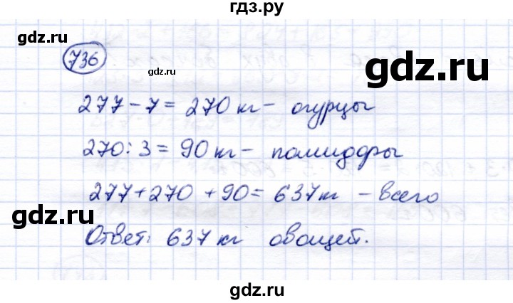 ГДЗ по математике 5 класс Перова  Для обучающихся с интеллектуальными нарушениями тысяча - 736, Решебник