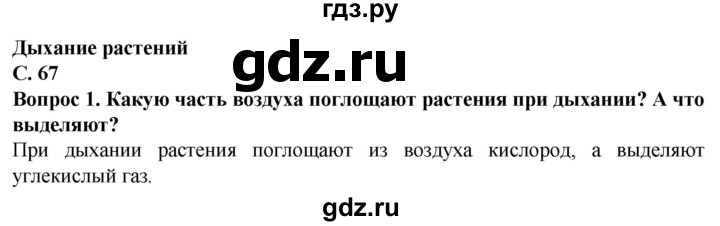 ГДЗ по биологии 7 класс Клепинина Растения. Бактерии. Грибы Для обучающихся с интеллектуальными нарушениями страница - 67, Решебник