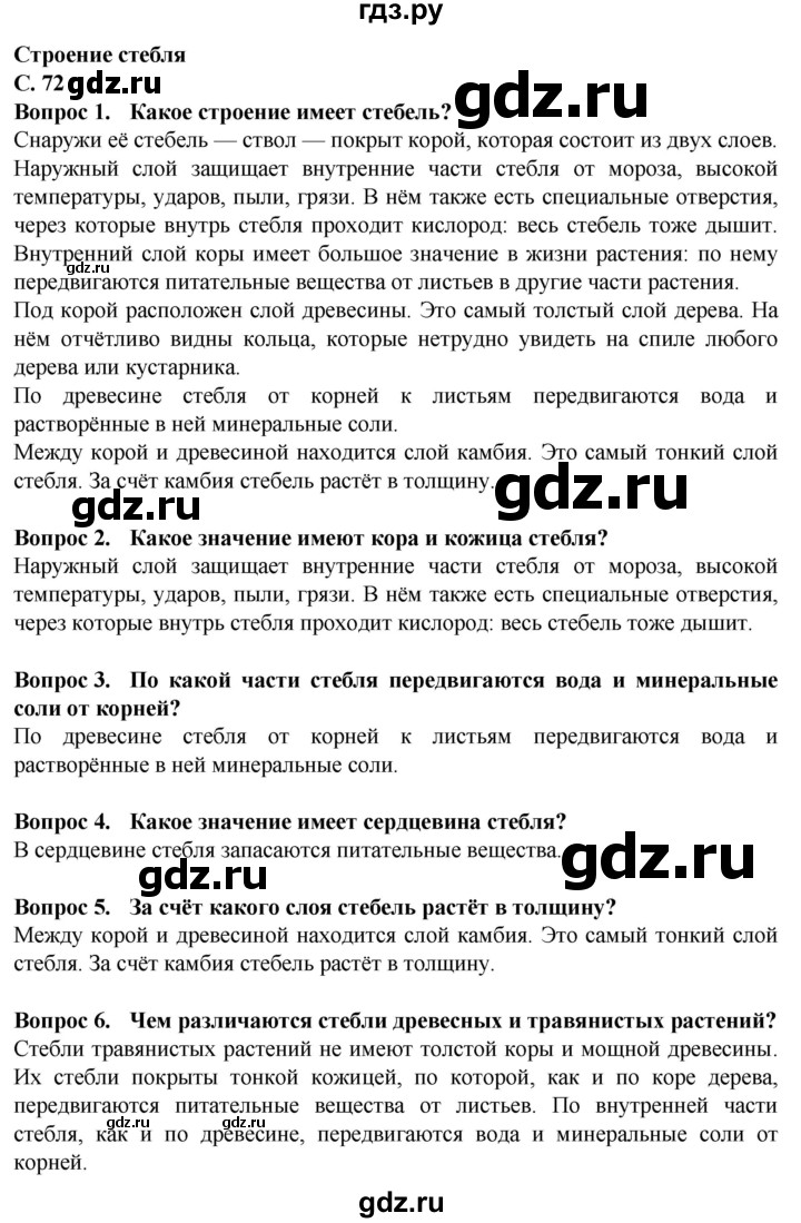 ГДЗ по биологии 7 класс Клепинина  Для обучающихся с интеллектуальными нарушениями страница - 72, Решебник