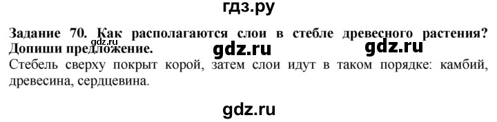 ГДЗ по биологии 7 класс Клепинина рабочая тетрадь Растения. Бактерии. Грибы. Для обучающихся с интеллектуальными нарушениями задание - 70, Решебник