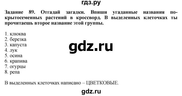 ГДЗ по биологии 7 класс Клепинина рабочая тетрадь Растения. Бактерии. Грибы. Для обучающихся с интеллектуальными нарушениями задание - 89, Решебник