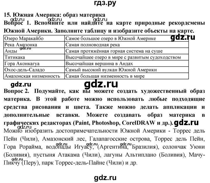 ГДЗ по географии 7 класс Дубинина практические работы (Алексеев)  практическая работа - 15, Решебник 2021