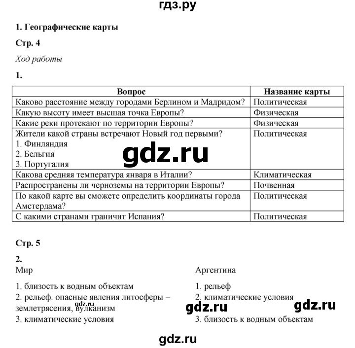 ГДЗ по географии 7 класс Дубинина практические работы (Алексеев)  практическая работа - 1, Решебник 2023