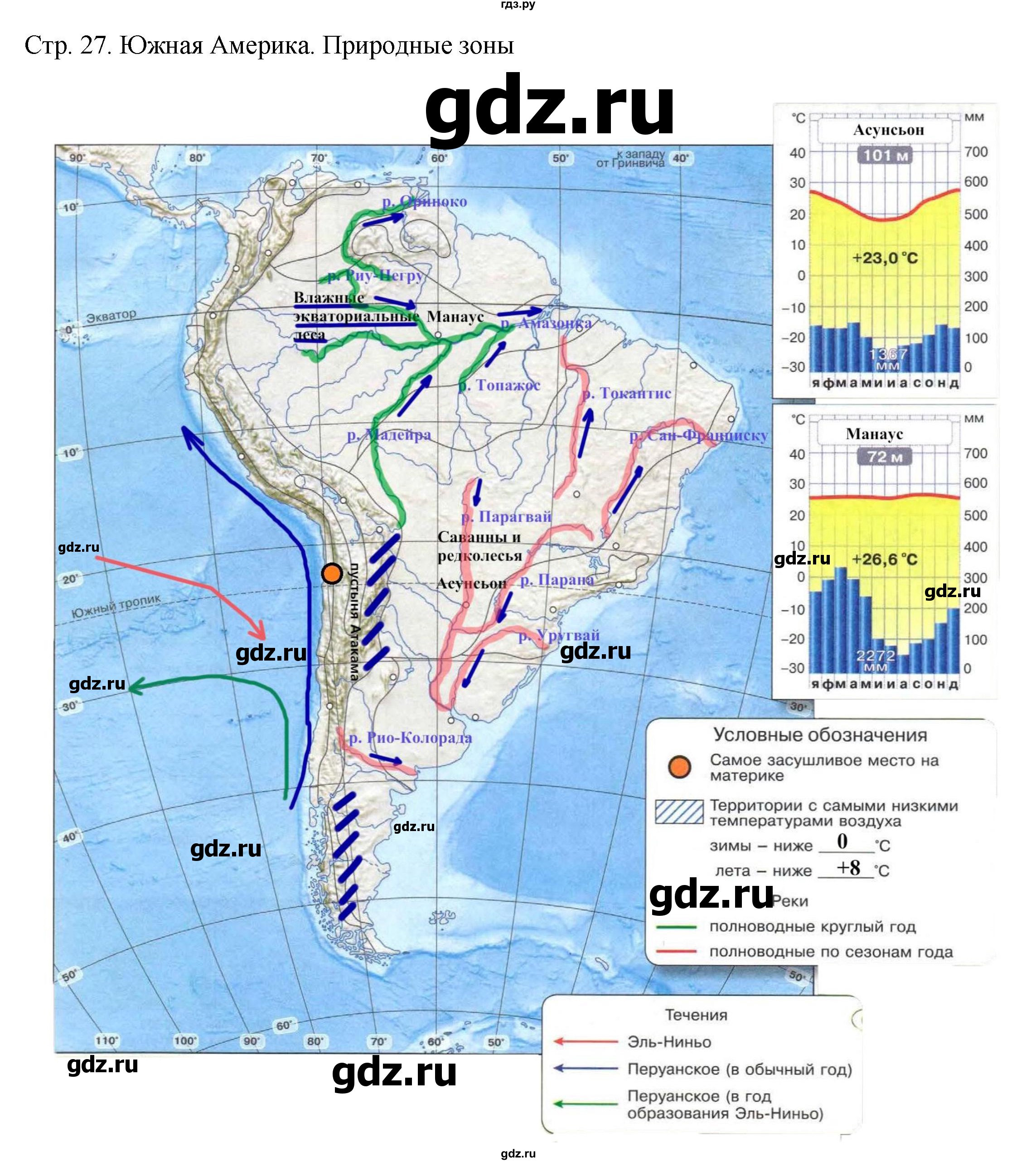 ГДЗ по географии 7 класс Котляр контурные карты (Кузнецов)  страница - 27, Решебник 2019