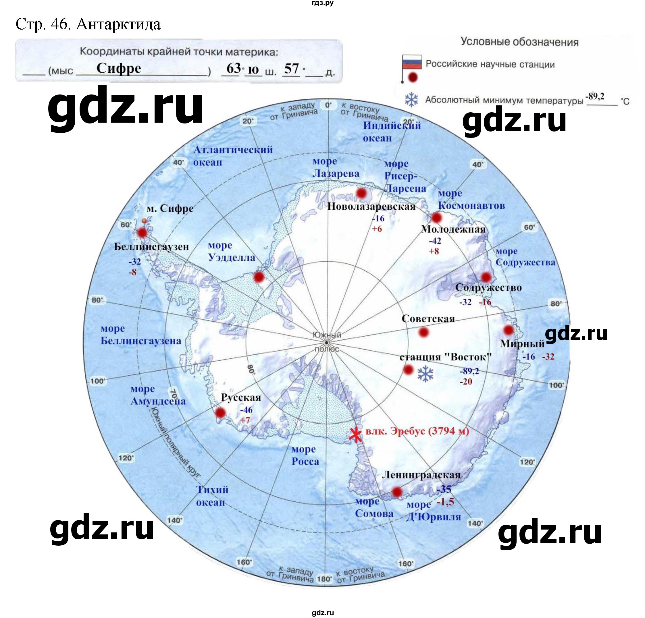 ГДЗ по географии 7 класс Котляр контурные карты (Кузнецов)  страница - 46, Решебник 2019