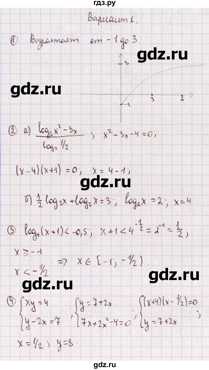 ГДЗ по алгебре 11 класс Ивлев дидактические материалы  примерная контрольная работа / работа 4 - 1, Решебник