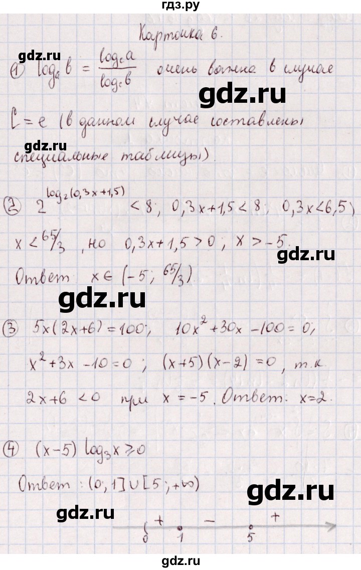 ГДЗ по алгебре 11 класс Ивлев дидактические материалы  карточка-задания для проведения зачёта / зачёт 3 - 6, Решебник