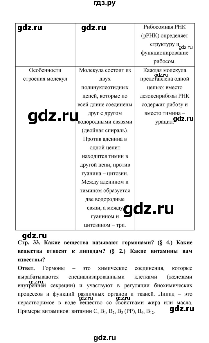 ГДЗ по биологии 10 класс  Беляев  Базовый уровень параграф 5 (страница) - 33, Решебник