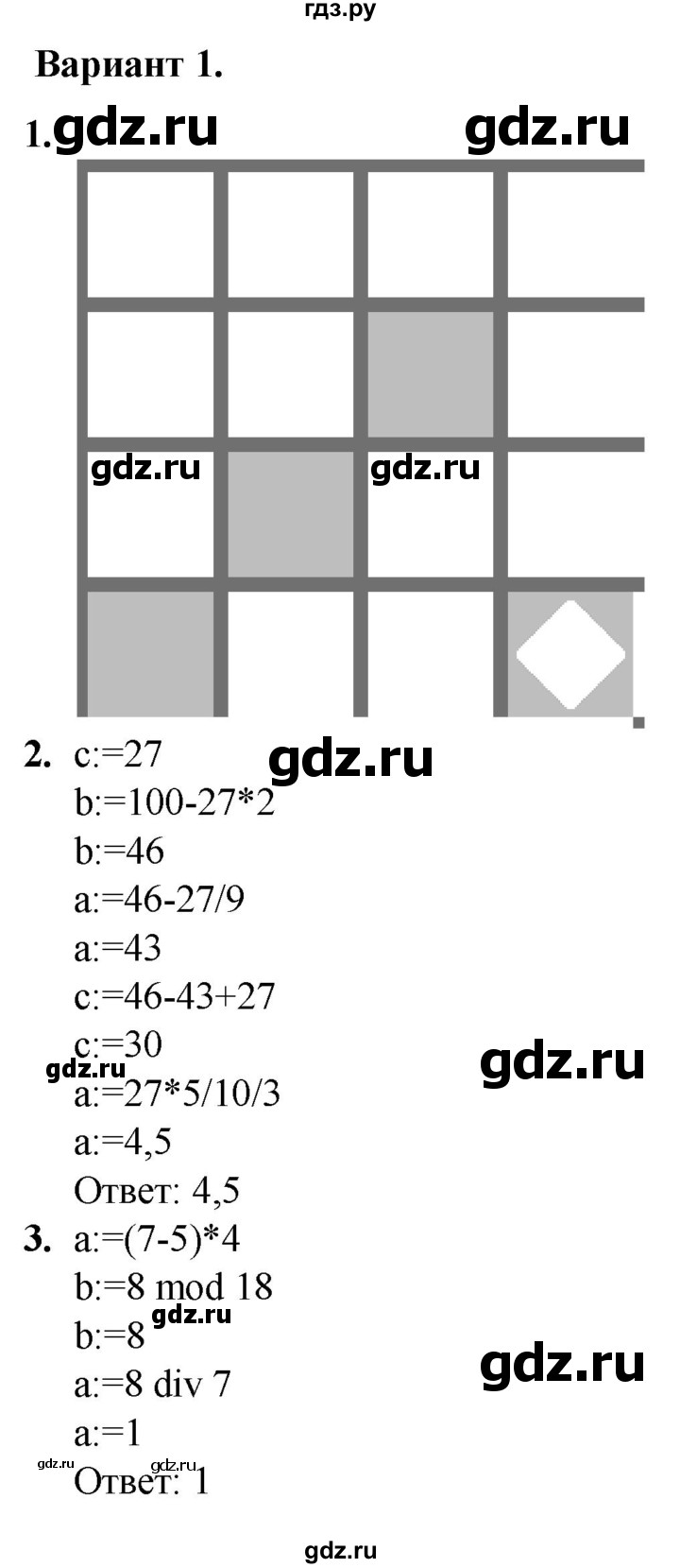ГДЗ по информатике 8 класс Босова самостоятельные и контрольные работы  СР-15 - Вариант 1, Решебник