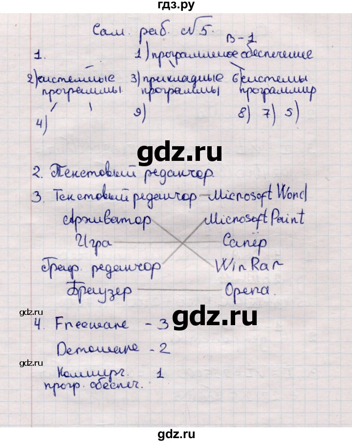 ГДЗ по информатике 7 класс  Босова самостоятельные и контрольные работы Базовый уровень СР-5 - Вариант 1, Решебник 2017