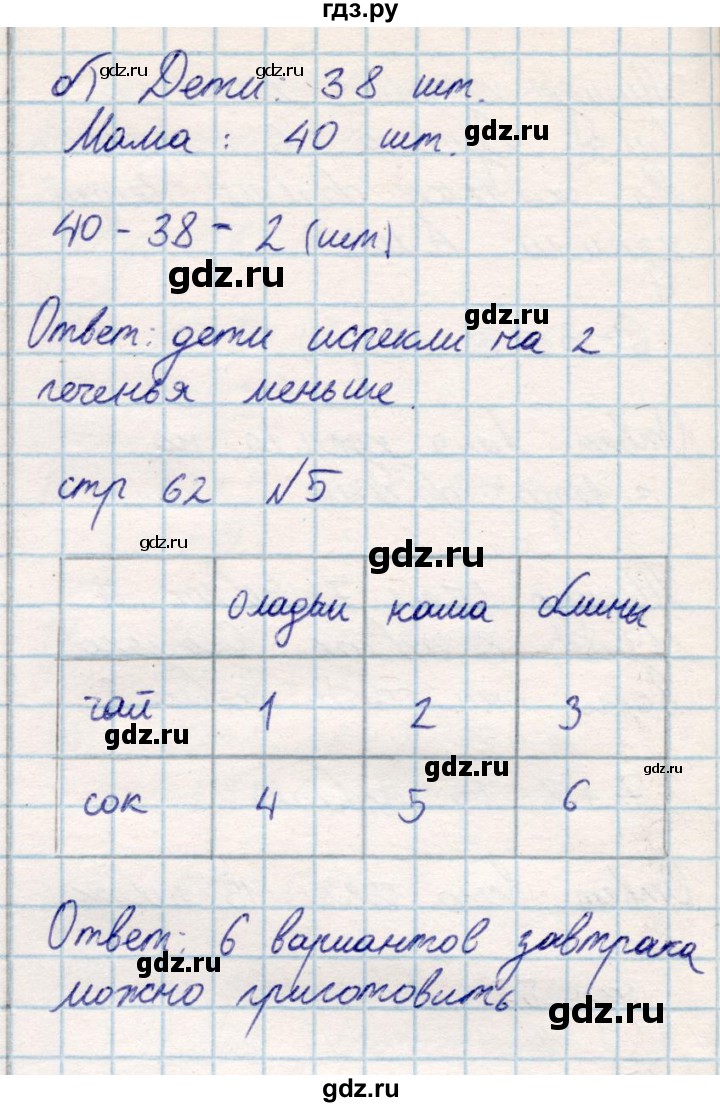 ГДЗ по математике 2 класс Акпаева   часть 1. страница - 62, Решебник