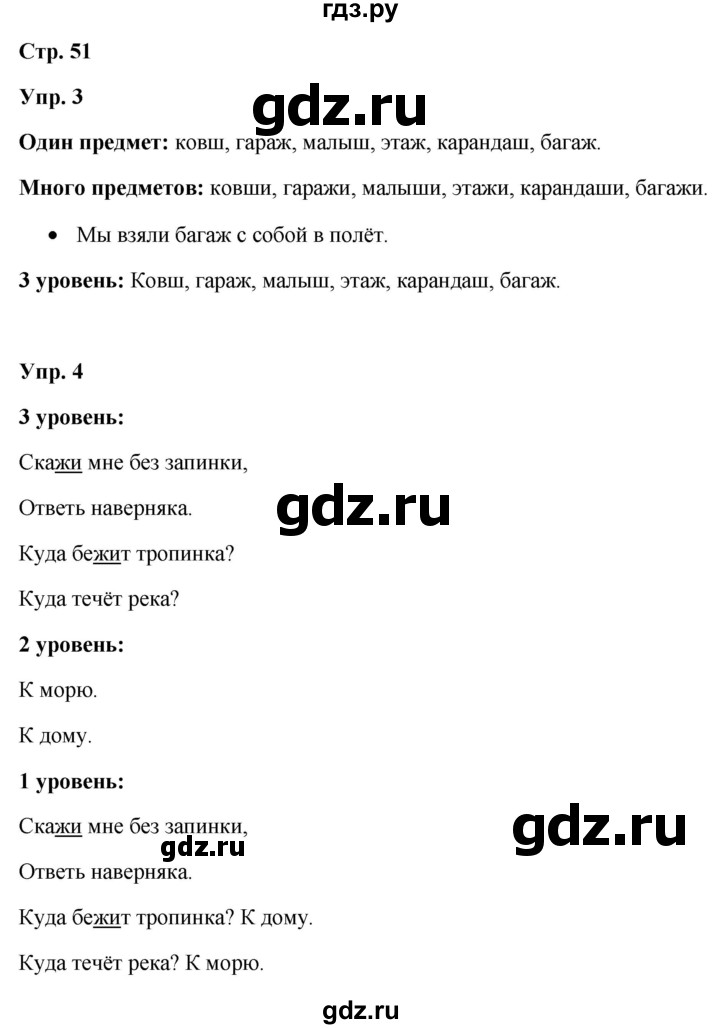 ГДЗ по русскому языку 3 класс Якубовская  Для обучающихся с интеллектуальными нарушениями часть 1. страница - 51, Решебник №1