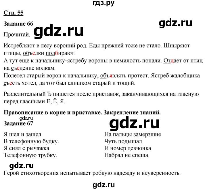 ГДЗ по русскому языку 7 класс Якубовская  Для обучающихся с интеллектуальными нарушениями страница - 55, Решебник