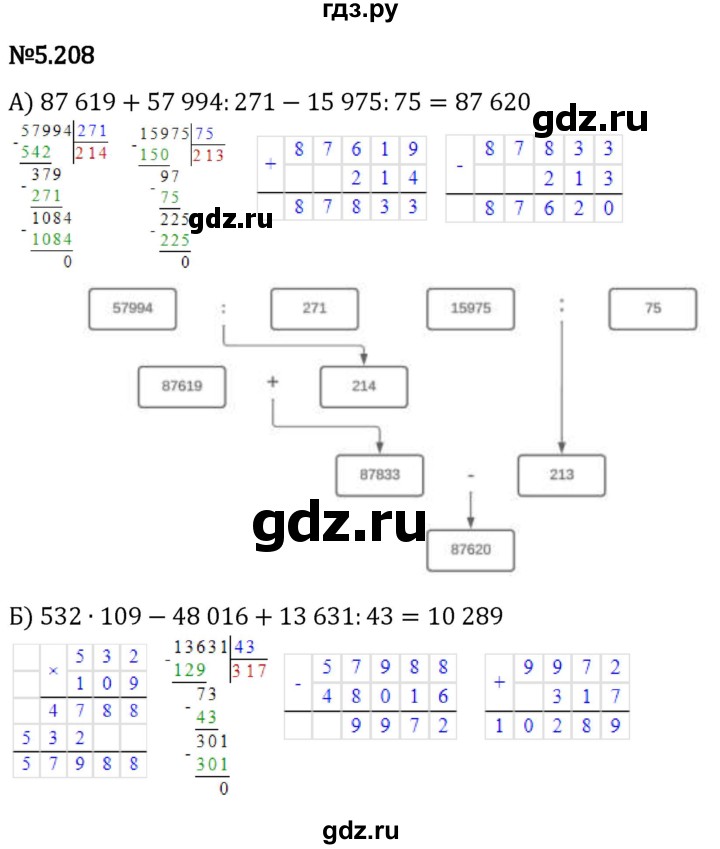 Гдз по математике за 5 класс Виленкин, Жохов, Чесноков ответ на номер № 5.208, Решебник 2024