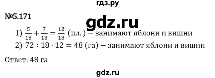 Гдз по математике за 5 класс Виленкин, Жохов, Чесноков ответ на номер № 5.171, Решебник 2024