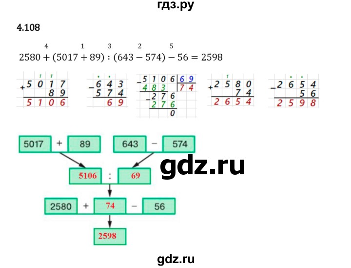 Гдз по математике за 5 класс Виленкин, Жохов, Чесноков ответ на номер № 4.108, Решебник 2024