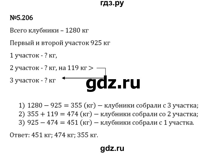 Гдз по математике за 5 класс Виленкин, Жохов, Чесноков ответ на номер № 5.206, Решебник 2024