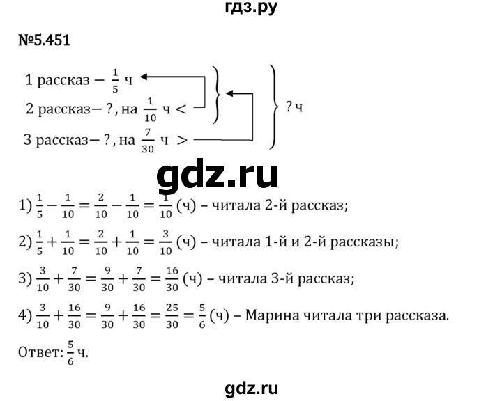 Гдз по математике за 5 класс Виленкин, Жохов, Чесноков ответ на номер № 5.451, Решебник 2026