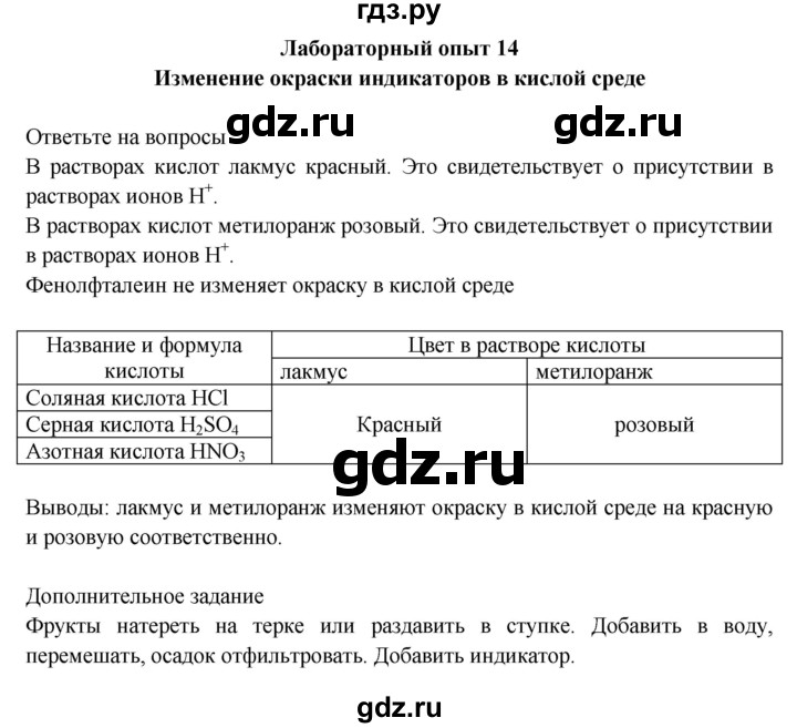 ГДЗ по химии 9 класс Габриелян тетрадь для лабораторных и практических работ  лабораторная работа - 14, Решебник