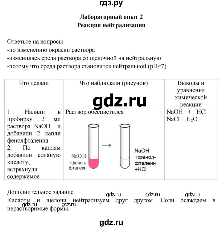 ГДЗ по химии 9 класс Габриелян тетрадь для лабораторных и практических работ  лабораторная работа - 2, Решебник