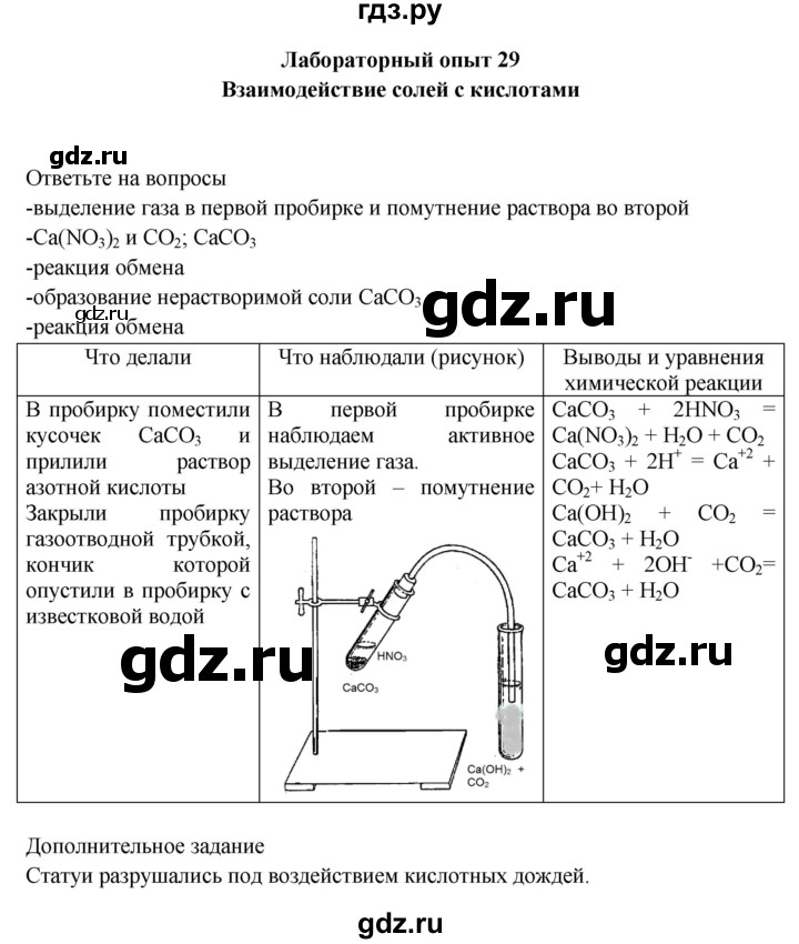 ГДЗ по химии 9 класс Габриелян тетрадь для лабораторных и практических работ  лабораторная работа - 29, Решебник