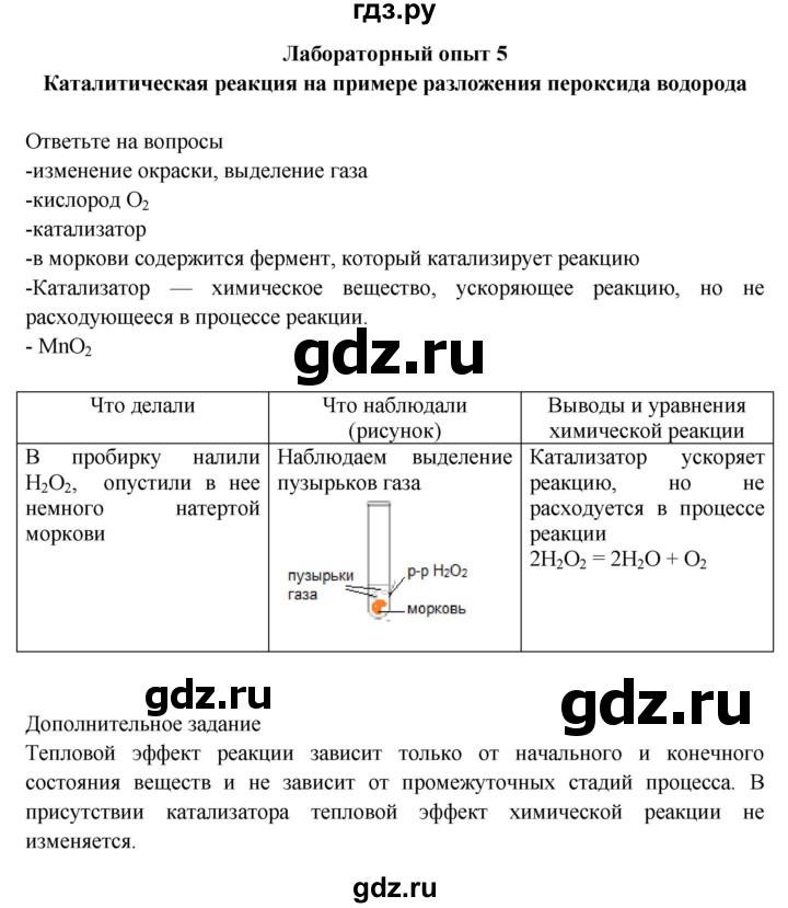 ГДЗ по химии 9 класс Габриелян тетрадь для лабораторных и практических работ  лабораторная работа - 5, Решебник