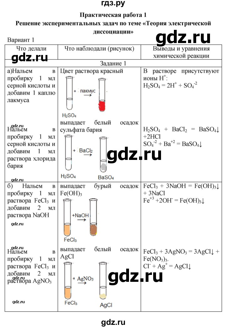 ГДЗ по химии 9 класс Габриелян тетрадь для лабораторных и практических работ  практическая работа - 1, Решебник
