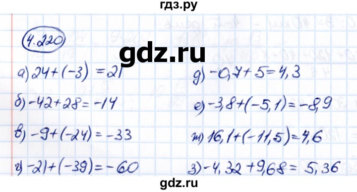 Гдз по математике за 6 класс Виленкин, Жохов, Чесноков ответ на номер № 4.220, Решебник 2021