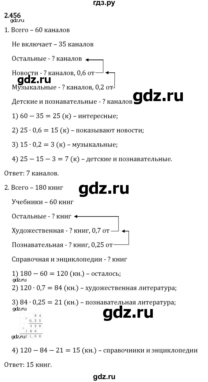 Гдз по математике за 6 класс Виленкин, Жохов, Чесноков ответ на номер № 2.456, Решебник 2024