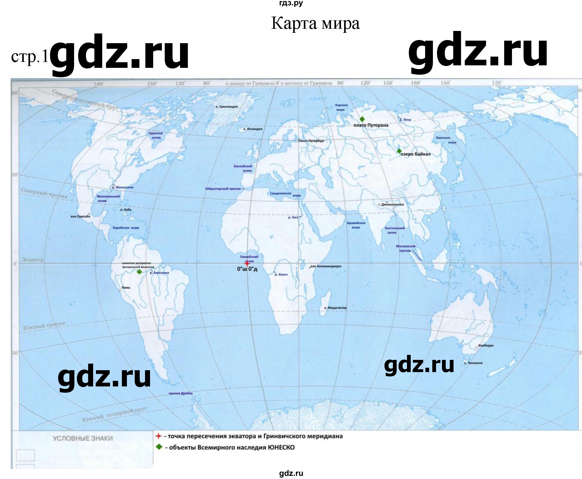 ГДЗ по географии 7 класс Косолапова контурные карты  страница - 1, Решебник 2023
