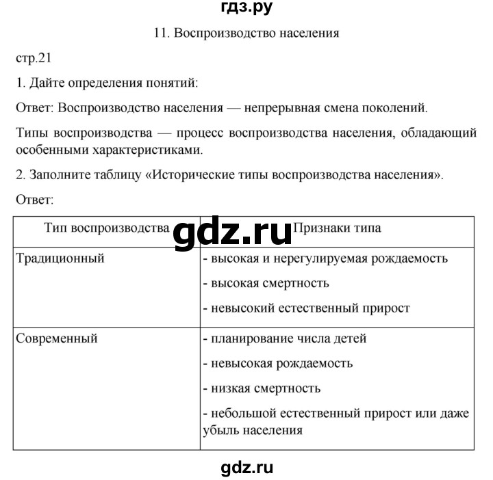 ГДЗ по географии 8 класс Николина рабочая тетрадь  страница - 21, Решебник