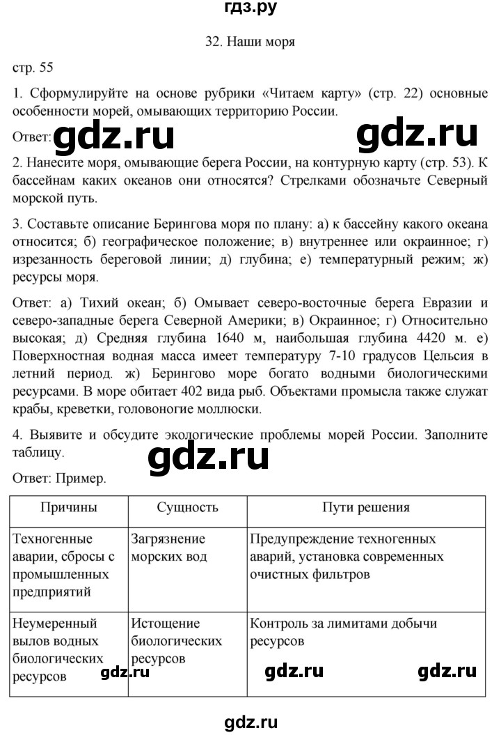 ГДЗ по географии 8 класс Николина рабочая тетрадь (Алексеева)  страница - 55, Решебник