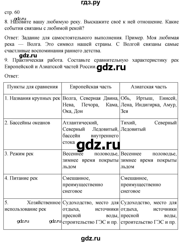 ГДЗ по географии 8 класс Николина рабочая тетрадь (Алексеева)  страница - 60, Решебник