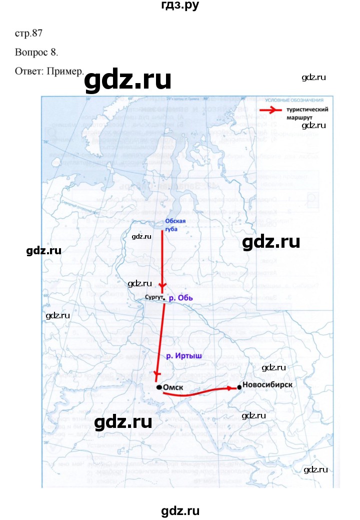 ГДЗ по географии 9 класс Николина рабочая тетрадь  страница - 87, Решебник